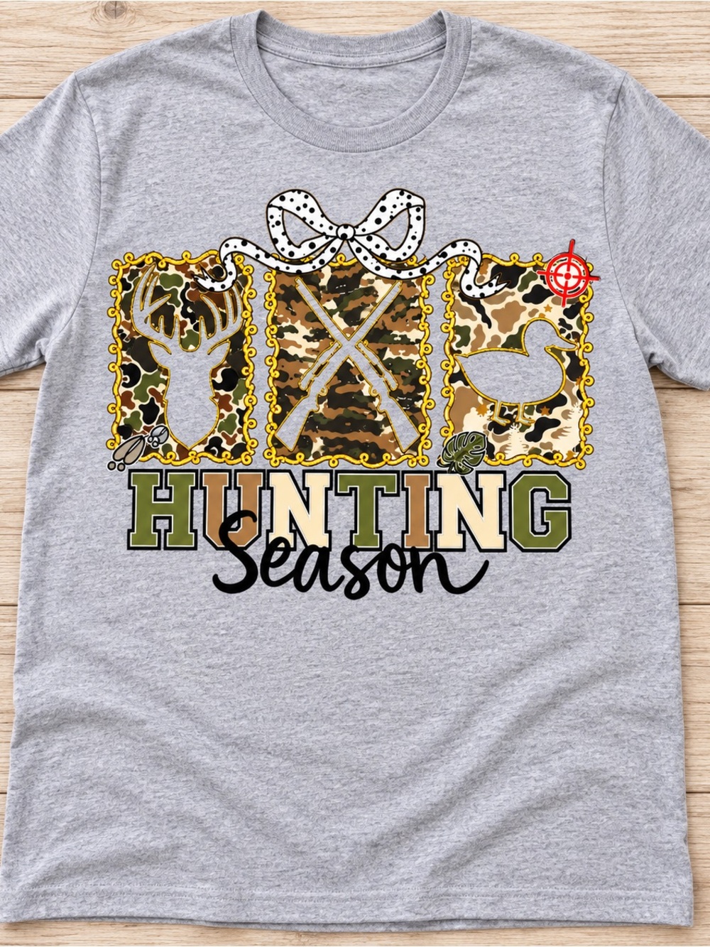 Gildan Grey Hunting Season Camo Graphic Tee